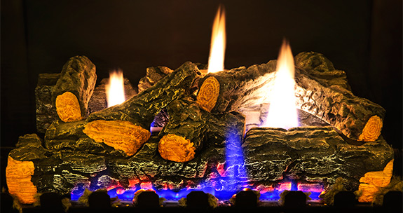 gas log fire