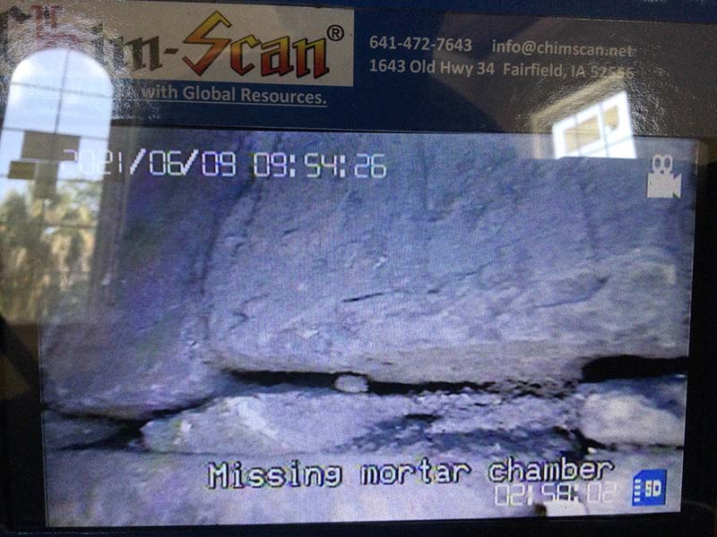 Chim Scan camera showing missing mortar in stone.
