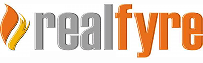 Orange flame next to the words "Real Fyre"